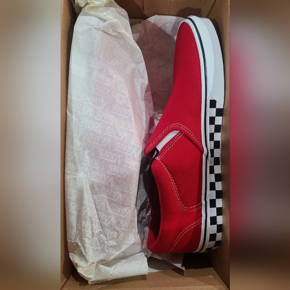 New Vans Asher Men's Canvas Checker Race Sidewall Race Slip On Skate Sneakers … - Picture 5 of 8